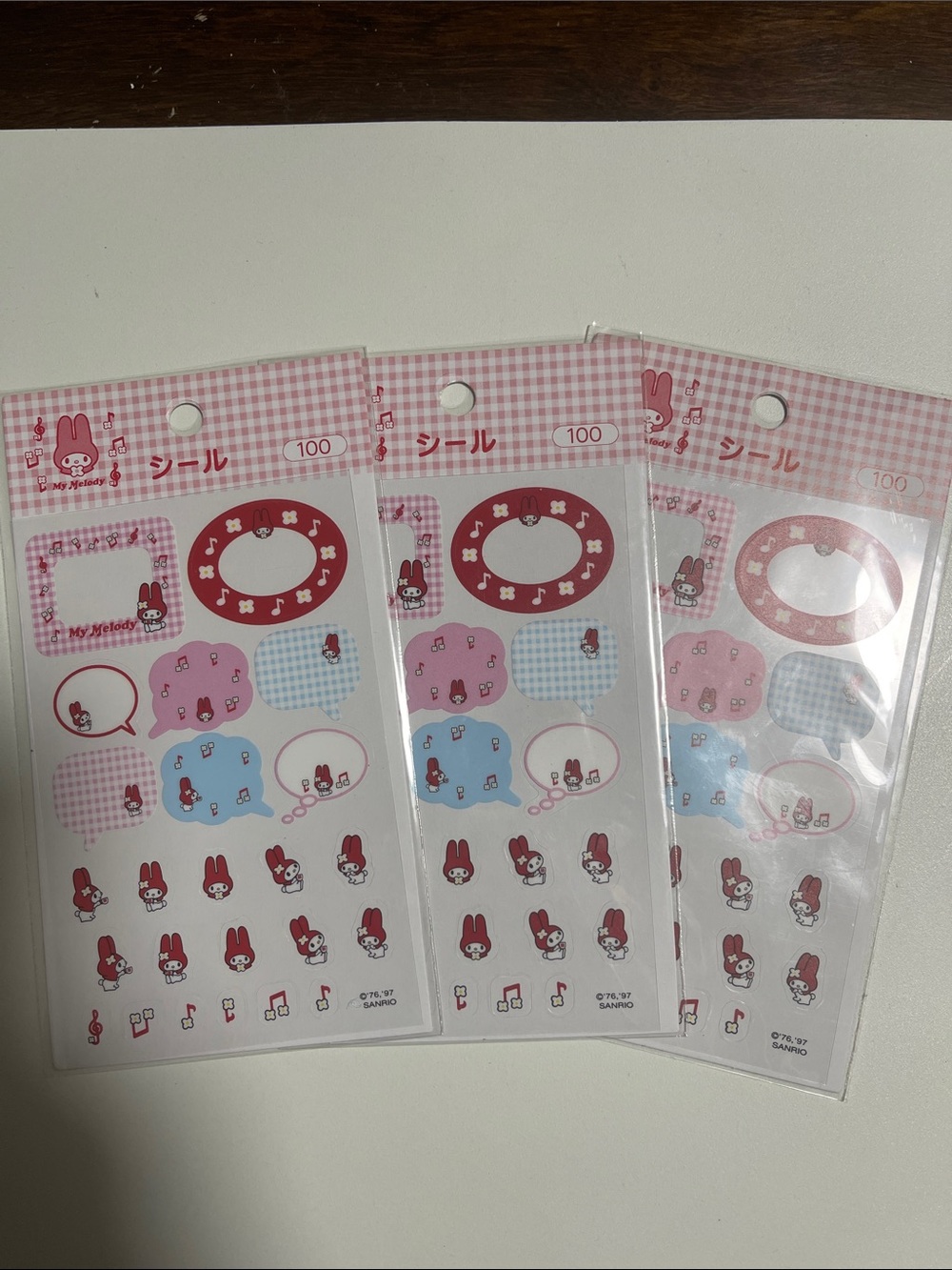 vintage 1997 Sanrio My Melody stickers manufactured in Japan